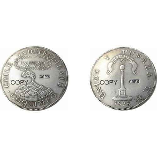 1828 Chile 1 PESO Silver Plated Copy Coins