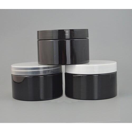 20pcs 300g Empty Black Cosmetic Cream Jars PET Container Powder Mask Cream Bottle With Plastic Screw Lid