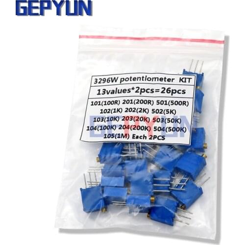 3296W potentiometer 13values*2PCS 100R 200R 500R igmopnrq 1K 2K 5K 10K 20K 50K 100K 200K 500K 1M Variable resistors set