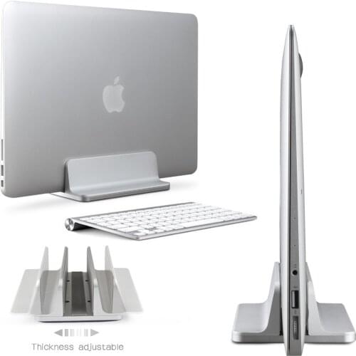 Aluminum Vertical Laptop Stand Thickness Adjustable Desktop NoteBooks Holder Erected Space-saving Stand for MacBook Pro / Air
