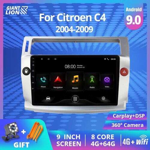 TIEBRO 4G+64G 2DIN Android 9.1 Car Radio For Citroen C4 C-Triomphe C-Quatre 2004-2009 Car Dvd Player Car Accessory 4G Multimedia
