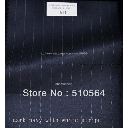 Free shipping 150s 100% worsted wool Custom made suit Men dark navy with white stripe Three pieces Suit(jacket +pant+vest )