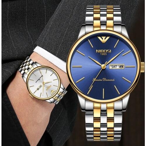 NIBOSI Business Men Watches Top Brand Stainless Steel Date Wristwatch Clock Waterproof Luminous Watch for Men Relogio Masculino