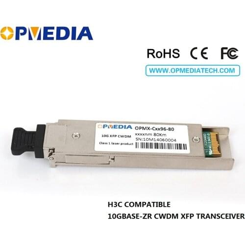 Equivalent to H3C 10G-XFP-ZR CWDM XFP transceiver, 80km 1470~1610nm, XFP optical module duplex LC connector,DDM function