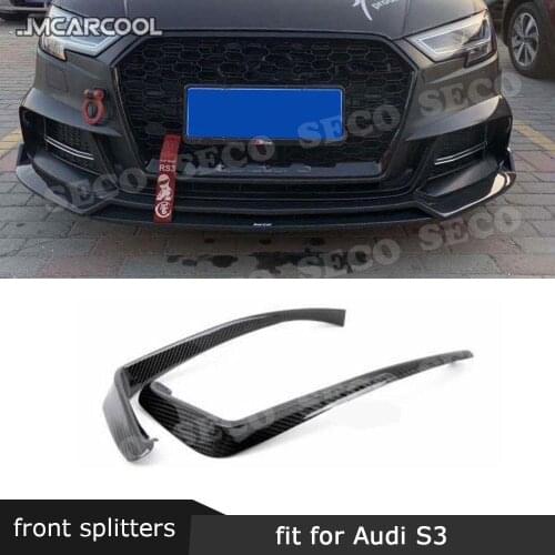 Carbon Fiber Front Fog Light Eyelids Frame for Audi A3 S3 Sedan Hatchback 2013 - 2019 RS3 Style Foglamp Eyebrows Trims Cover