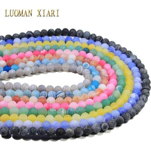 Wholesale Weathering Colorful Agat Natural Stone Round Beads For Jewelry Making DIY Bracelet Necklace Material 8 mm Strand 15