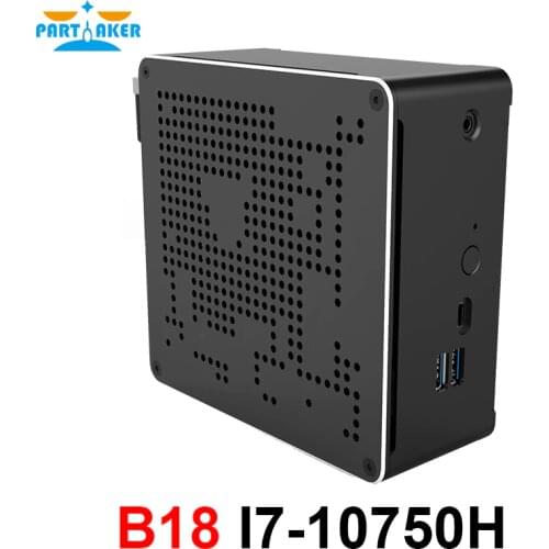 Partaker 10th Gen Mini PC Intel i7 10750H 6 Core 2 Lans 2*DDR4 2*M.2 NVMe Gaming Computer Win10 HDMI DP Type-C 4K HTPC AC WiFi