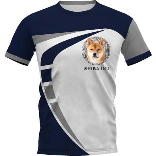 CLOOCL Mens T-shirt Animal Shiba Inu Akita 3D Print Chest Dog Face Logo Tee Shirt Clothing Unisex Short Sleeve Tops