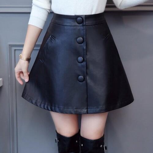 New Women Faux Sheepskin Mini Skirt Ladies European style High Quality Soft Black PU Leather Short Skirt Female Skirts