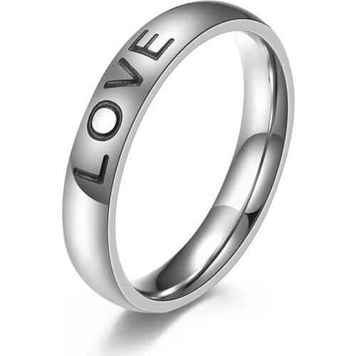 2021 New Korean Style Thin Couple Paired Letters Love Faith Rings For Men Stainless Steel Simple Engrave Cocktail Ring Best Gift