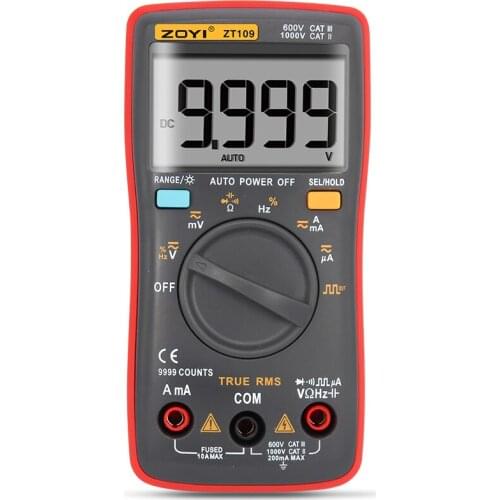ZOYI ZT109 Professional And Practical Ture RMS Digital Multimeter 9999 Counts Backlight AC/DC Ammeter Voltmeter Ohm Meter