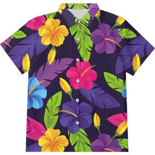 IFPD EU Size 3D Print Color Flower Button Shirts Hot Sale Summer Shirts Unisex Holiday Party Short Sleeves Tops Hip Hop Clothes