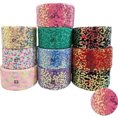 Garment decoration listones 75mm embroidery sequin ribbon