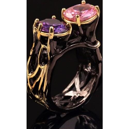 Unique design new gold-plated claws inlaid round crystal ring for ladies attending banquet party silver jewelry