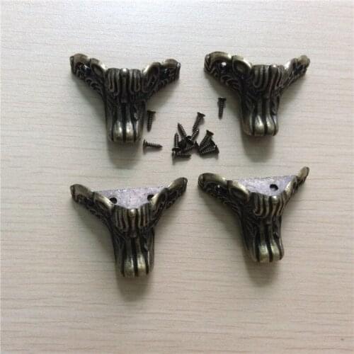 Vintage Zinc Alloy Wooden Box Corner Feet Desk Edge Jewelry Wine Box Furniture Leg Corner Protect Angle,46*30mm,8pcs