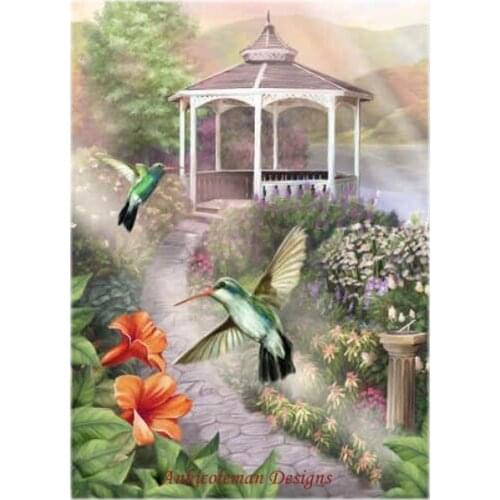 Needlework for embroidery DIY DMC color High Quality - Counted Cross Stitch Kits 14 ct Oil painting - Garden Hummingbird 2