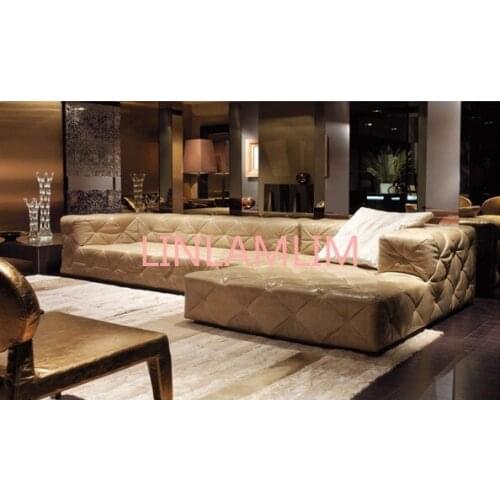 Top graded italian genuine leather sofa sectional living room sofa home furniture big size with crystal buttons SF314