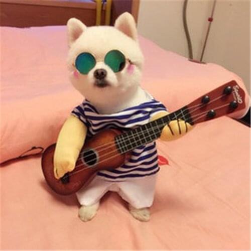 Funny Guitar Player Christmas Halloween Transformed Coat Cat Dog Clothing Pets Cosplay Costume Cat Puppy Transfiguration Clothes