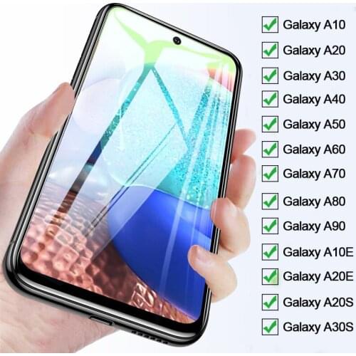 Protective Glass on For Samsung Galaxy A10E A20 S A30 A40 A50 A60 A70 Tempered Screen Protector For Samsung A80 A90 A21 A31 A51