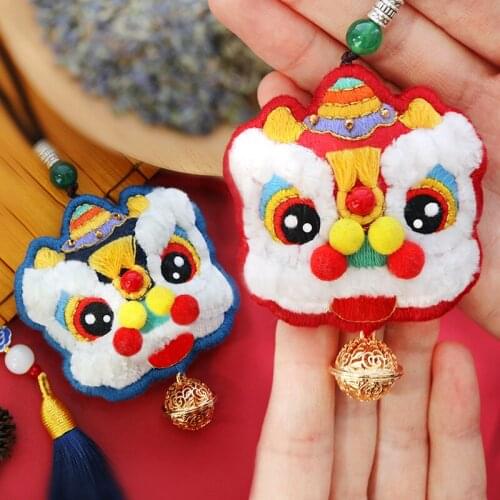 Lion Protective Talisman Handmade DIY Self-Embroidered Ping An Fu Purse-String Making Material Box Lion Pendant Send Boyfriend