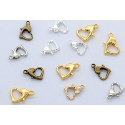 20 x 10.5mm 12mm Heart LOBSTER CLAW CLASPS Silver Gold Bronze Plated connector Buckle Jewellery FINDINGS End Necklace Snap Chain