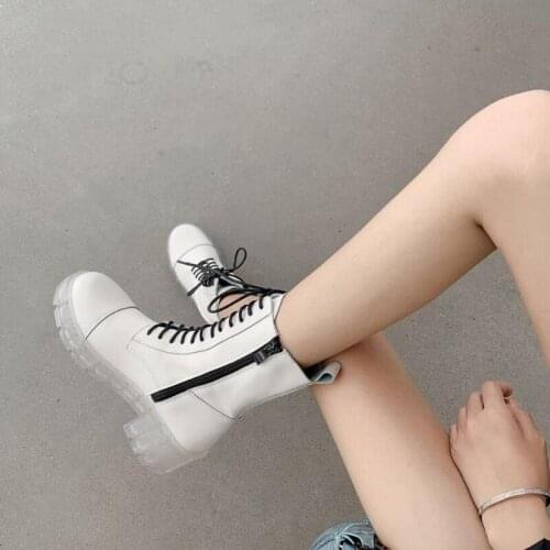 Hot Winter Snow Combat Platform Ankle Boots Women lace up Chunky High Heel Punk Rock Gothic Motorcycle Biker Boots YMB274