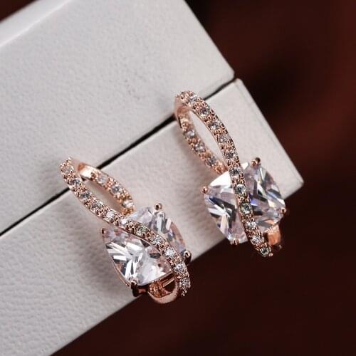 DE339 Street Shot Fashion Elegant Exquisite and Creative Geometric Zircon Stud Earrings Gift Party Banquet Woman Jewelry Earring