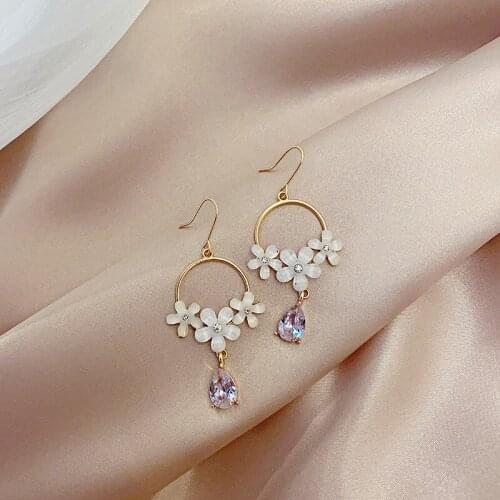 2020 Flower Earrings Trendy Flowers studs Hoop Earrings For Women Wedding Party Jewelry Boho Metal Earrings Female