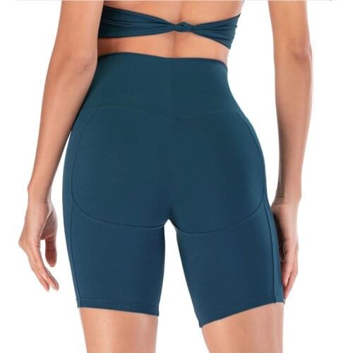 Women Training Sport Long Shorts Stretchy High Waist Fitness Yoga Shorts Nylon Plain Workout Running Short