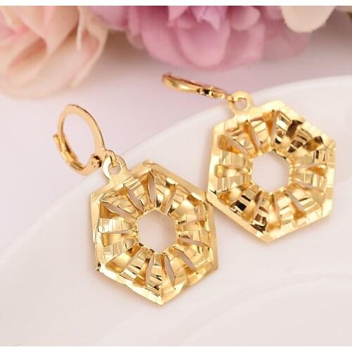 Fashion big Gold Africa square Dubai geometry charms Jewelry Wome girls wedding bridal party Earrings Christmas gifts
