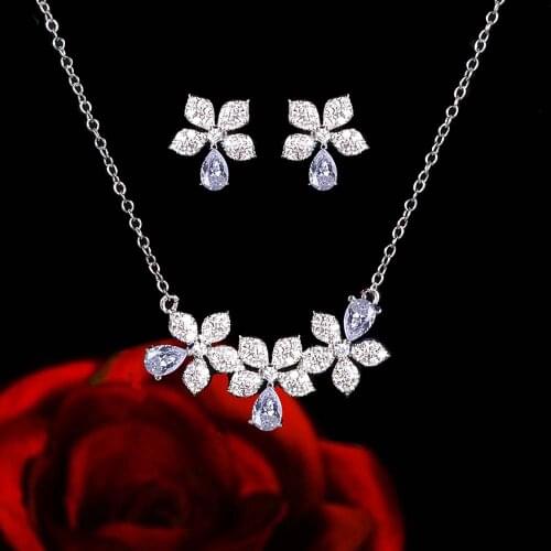 Jankelly Luxury water drop necklace Sets Fashion Dubai Silver Bridal Jewelry Sets For Women Wedding brincos para as mulheres