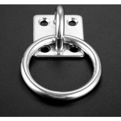 1pc Square Pad Eye Plate with Round Ring 304 Stainless Steel Boat Marine Hardware for Sailing Boating