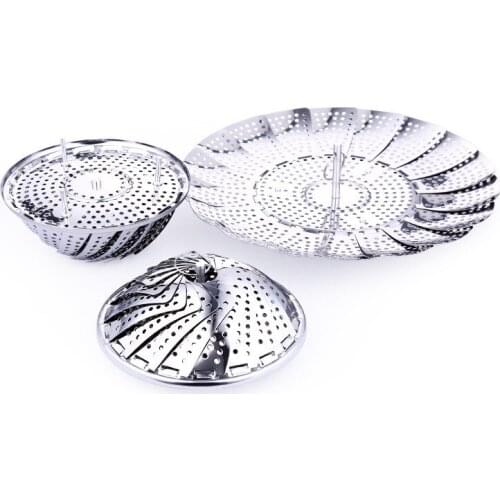1PC Stainless Steel Silver Folding Collapsible Vegetable Food Fish Steamer Plate Tray Pastry Bun Steaming Stocked Cooking PL 008