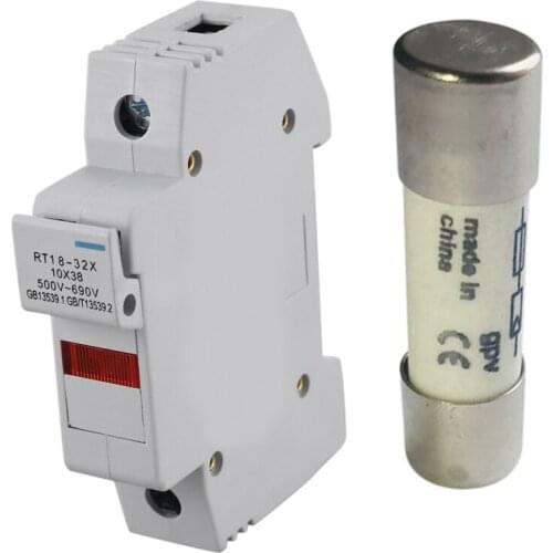 1 Pcs Rail Mount Fuse Holder Base & 10 Pcs 1000 VDC Fuse Solar PV Explosion-Proof Fuse