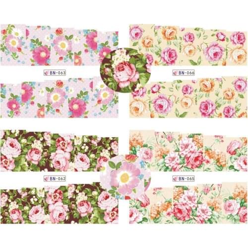 12 Sheets Women Multi-color Flowers Pattern Nail Art Stickers DIY Manicure Decal