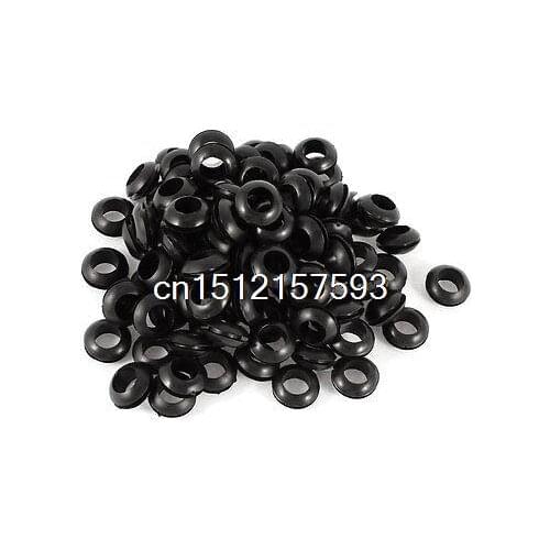 200 PCS 4mm x 10mm Black Rubber Cable Wiring Grommets Gasket Ring