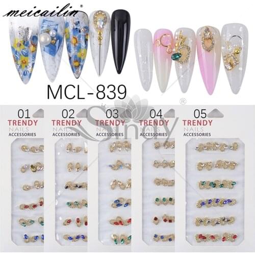 30pcs Mixed Color Alloy Glitter Rhinestones Hollow Design Nail Art Decorations Glass Crystal Gem Charms Manicure Accessories Set