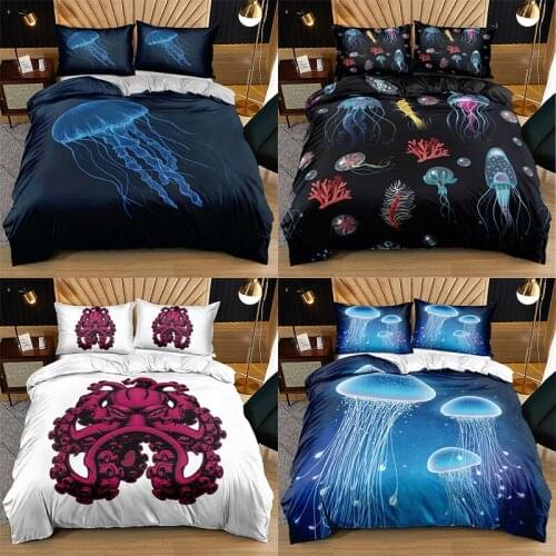 3D Jellyfish Duvet Cover Pillowcases 2-3pcs Single Twin Full Queen King Size Bedding Sets Home Textiles All Seasons