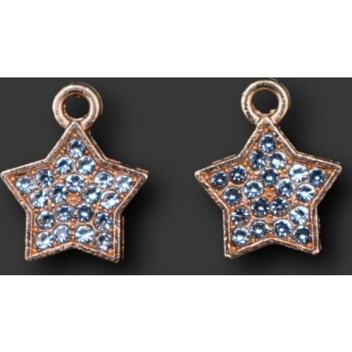 6pcs Kc Gold Handmade Rhinestones Five-Pointed Star Fashion Necklace Bracelet Pendants DIY Charms Metal Jewelry Making A1710