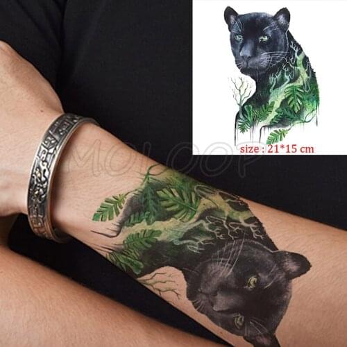 Tattoos Sticker Black Roaing Wolf Flower Bird Animal Waterproof Temporary Fake Tattoo Body Art Custom Tatoos for Men Women