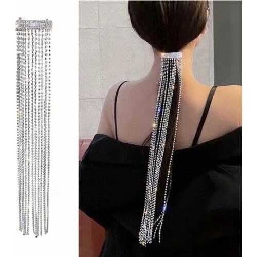 Europe and the United States Exaggerated Bright Flashing Diamond Tassel Fairy Headwear Tide Korea Full Diamond Design