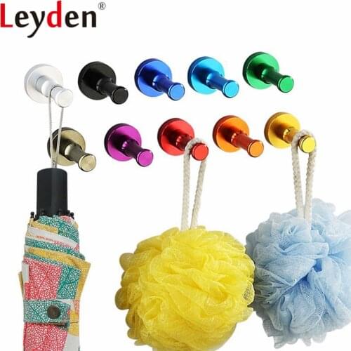 Leyden 10pcs Colorful Aluminum Coat Hooks Robe Hooks Wall Mounted Round Modern Clothes Hangers for Hanging Bathroom Accessories