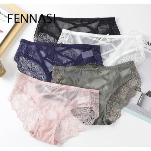 FENNASI Sexy Lace Womens Underwear Floral Transparent Bandage Panties Sex Toys for Women Female Underwear Sexy Erotic