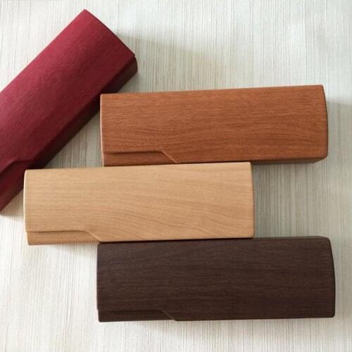 1pc New Wood Grain Flip Rectangle Hard Glasses Case Fashion Wood Grain Glasses Box Reading Glasses Storage Glasses Accessories