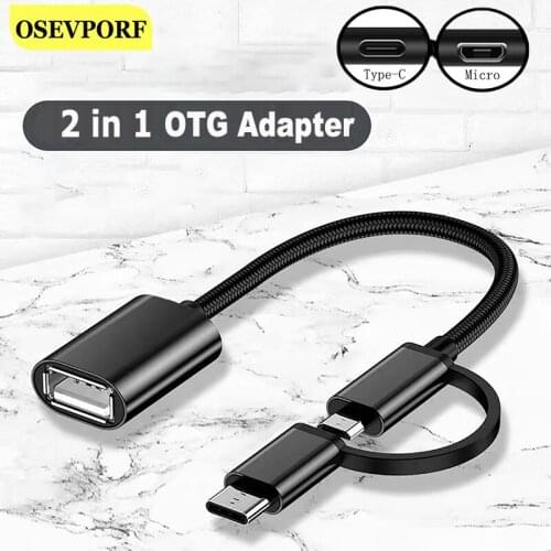 Type-C Micro USB 2 in 1 OTG Adapter Cable USB3.0 Female To Type C Male Converter USB-C Cable For PC Car MP4 Phone U Disk MacBook