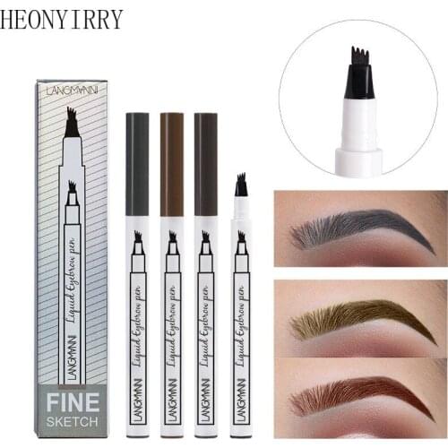 2019 Fashion 4 Head Eyebrow Marker Pencil Waterproof Microblading Eyebrow Thin Tattoo Pen Eyebrows Shades Makeup Eye Brow Pencil