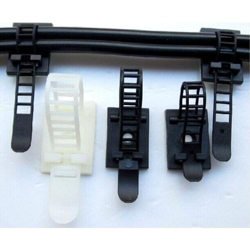 10-100PCS CL-1 White and Black 3M Adhesive Plastic Cable Clips Clamp for Wire Ties Adjustable Cable Tie Fix Holder Clips