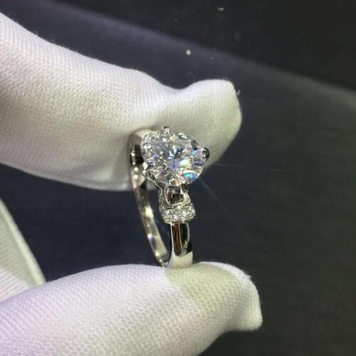 Brilliant Cut 1 Carat VVS1 Diamond Test Past Moisssanite Engagement Ring 925 Silver Princess Round Gemstone Ring Party Jewelry