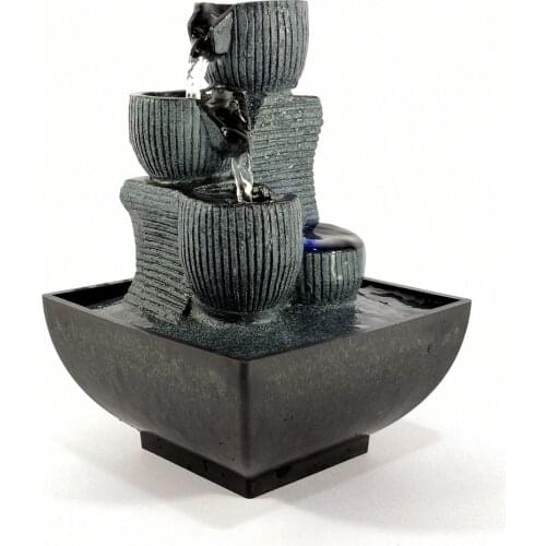 Company Wealth Ornaments Tabletop Fountain Indoor Small Rockery Desktop Cascading Waterfall with LED Rolling Ball for Decoration