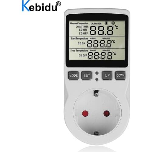 Multi-Function Thermostat Controller Digital Temperature Socket Outlet With Timer Switch Sensor Probe Heating Cooling 16A 220V